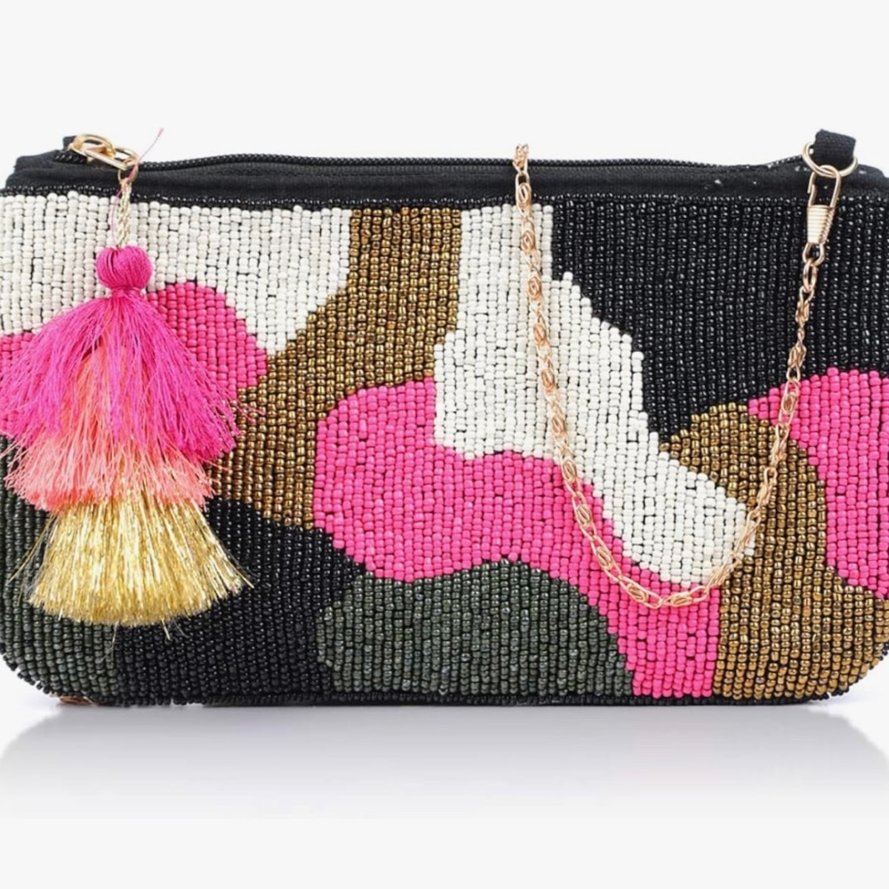 Handmade beaded sling bag